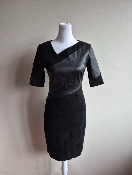 Elie Tahari Dresses & Skirts - New Elie Tahari Black Suede & Leather Dress Size 0